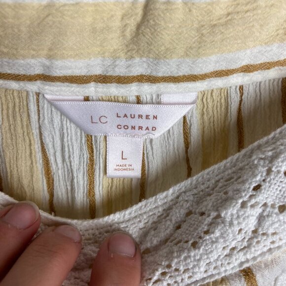 Lauren Conrad Size Large Top Peasant Milk Maid Prairie Netural Square Neck Boho - Picture 8 of 9